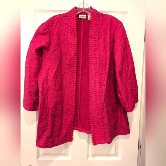 Chicos women's embroidered purple Cottagecore open front blazer cardigan sz 3 XL - Picture 1 of 9